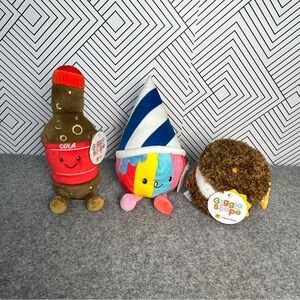 Giggle Scape Colorful Plush Toys 3-Lot NWT Cone/Soda Bottle/Ice Cream Sandwich